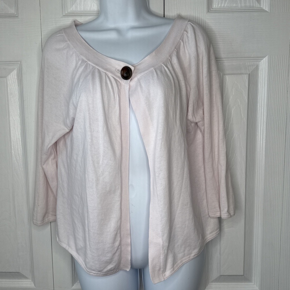 Eddie Bauer Womens MEDIUM 100% Cotton Pink Cardigan Sweater Button